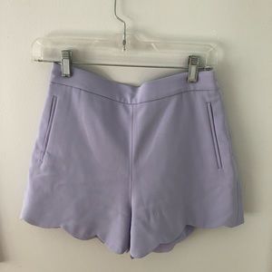 High Waisted Aritzia Lilac Shorts With Scalloped Hem